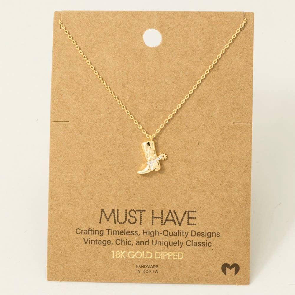 Fame Accessories Cowboy Boots Pendant Necklace