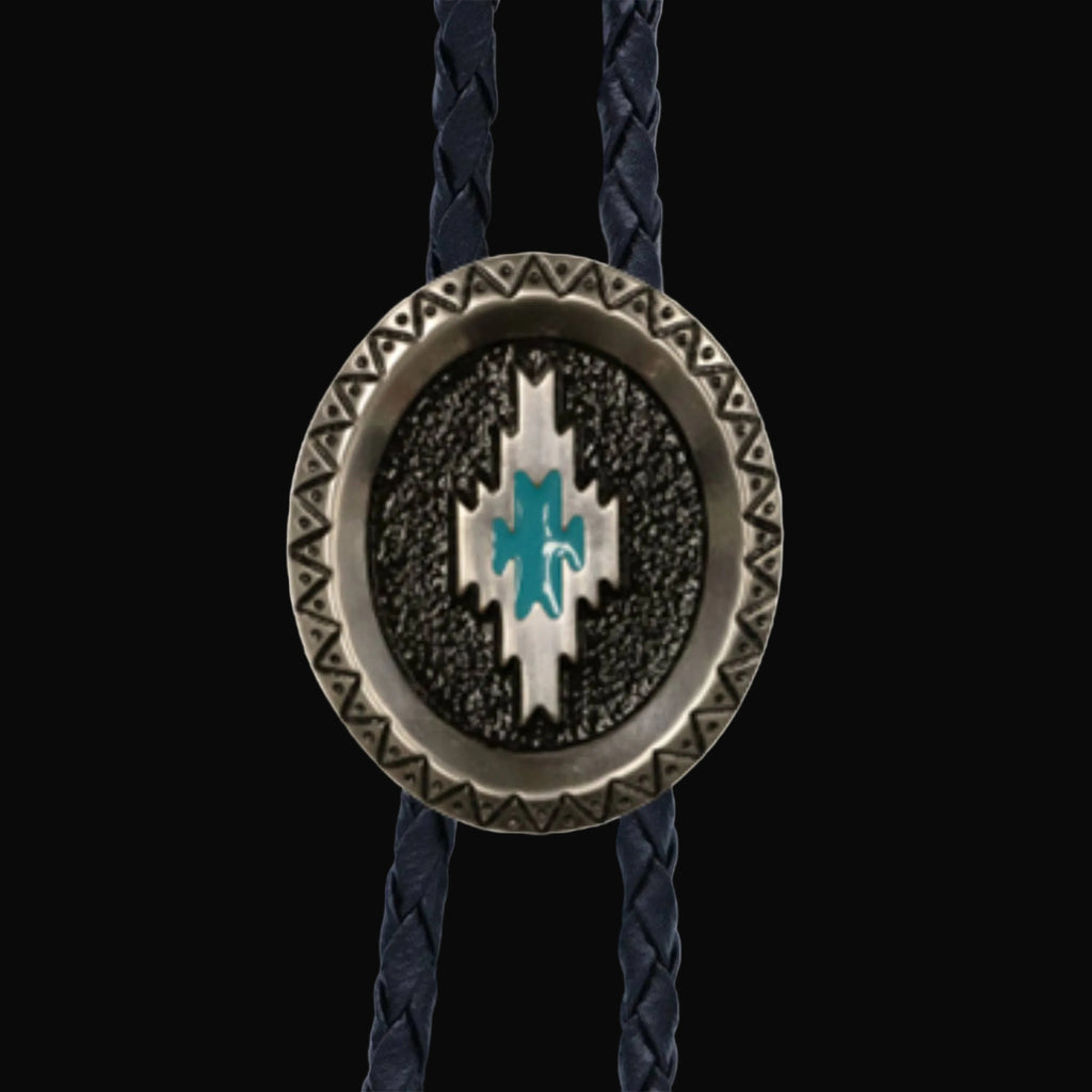 Aztec Satin Silver Metal Bolo Tie