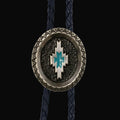 Aztec Satin Silver Metal Bolo Tie