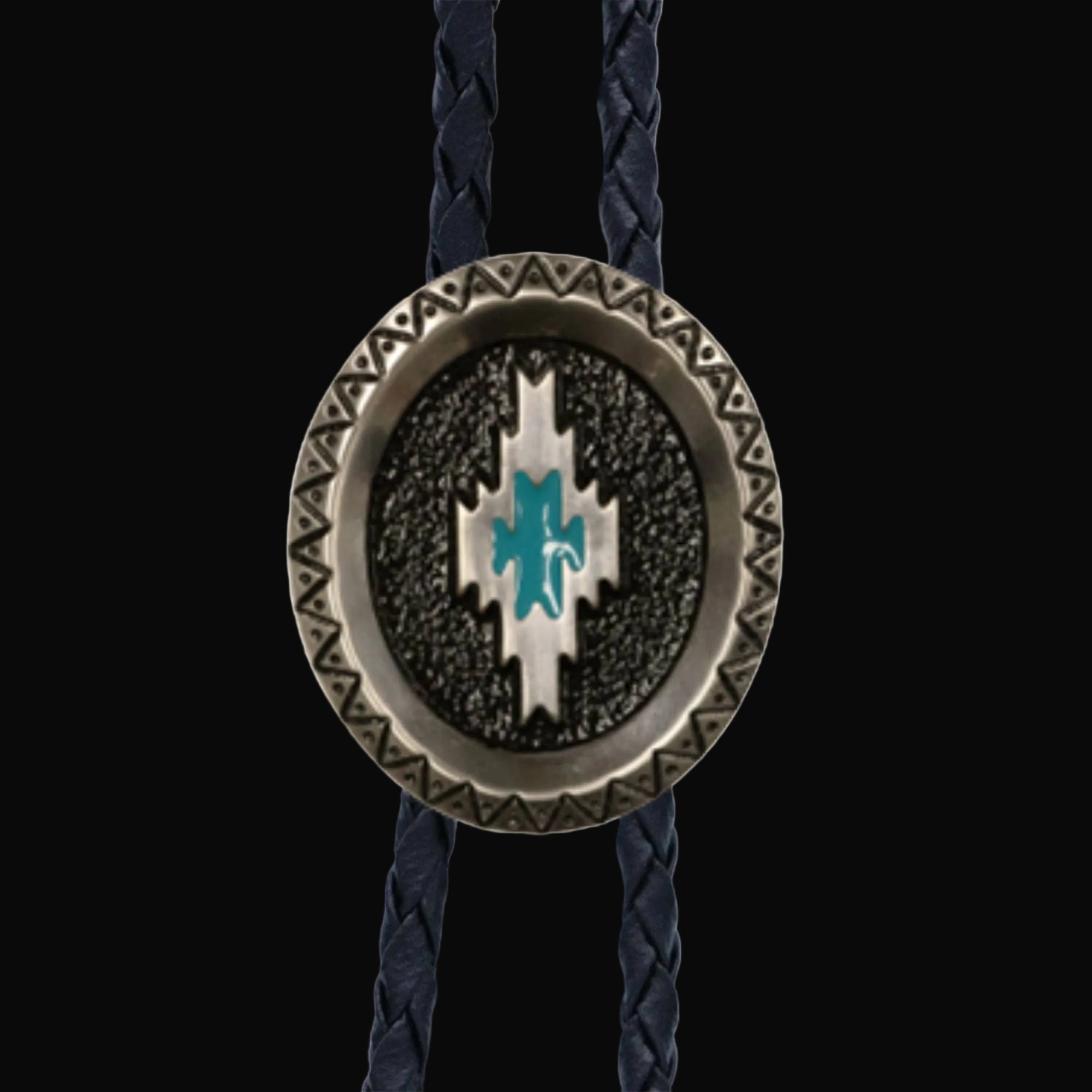 Aztec Satin Silver Metal Bolo Tie