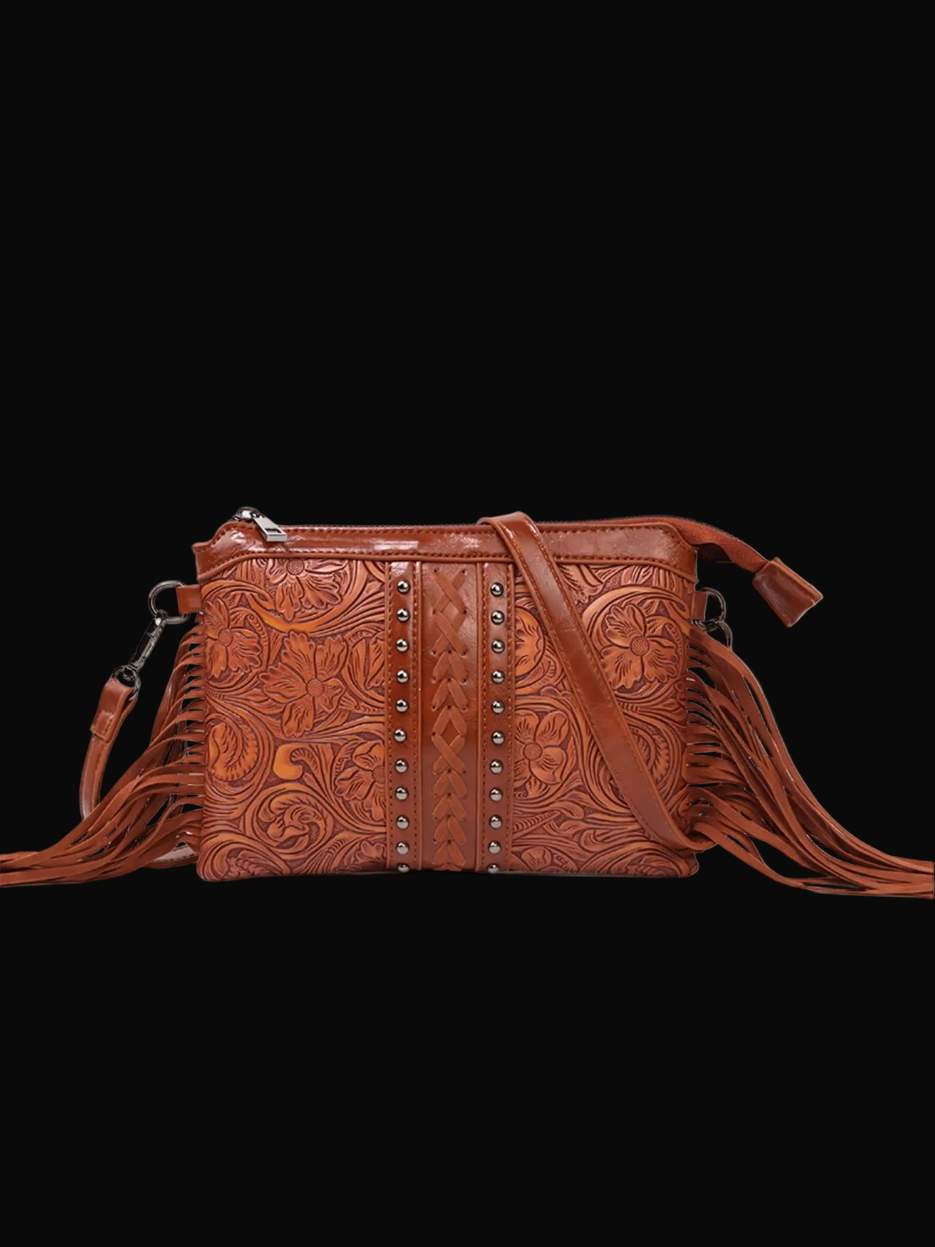 Brown Fringe Western Crossbody Bag