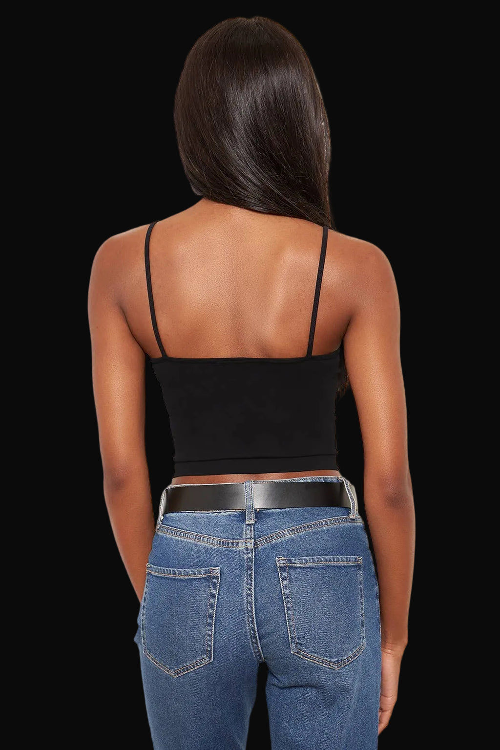 Sugarlips Womens Seamless Cami Crop Top: Black / ONE