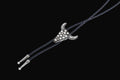 Western Style Bolo Tie Pendant w/ Leather Cord Necklace: Steerhead