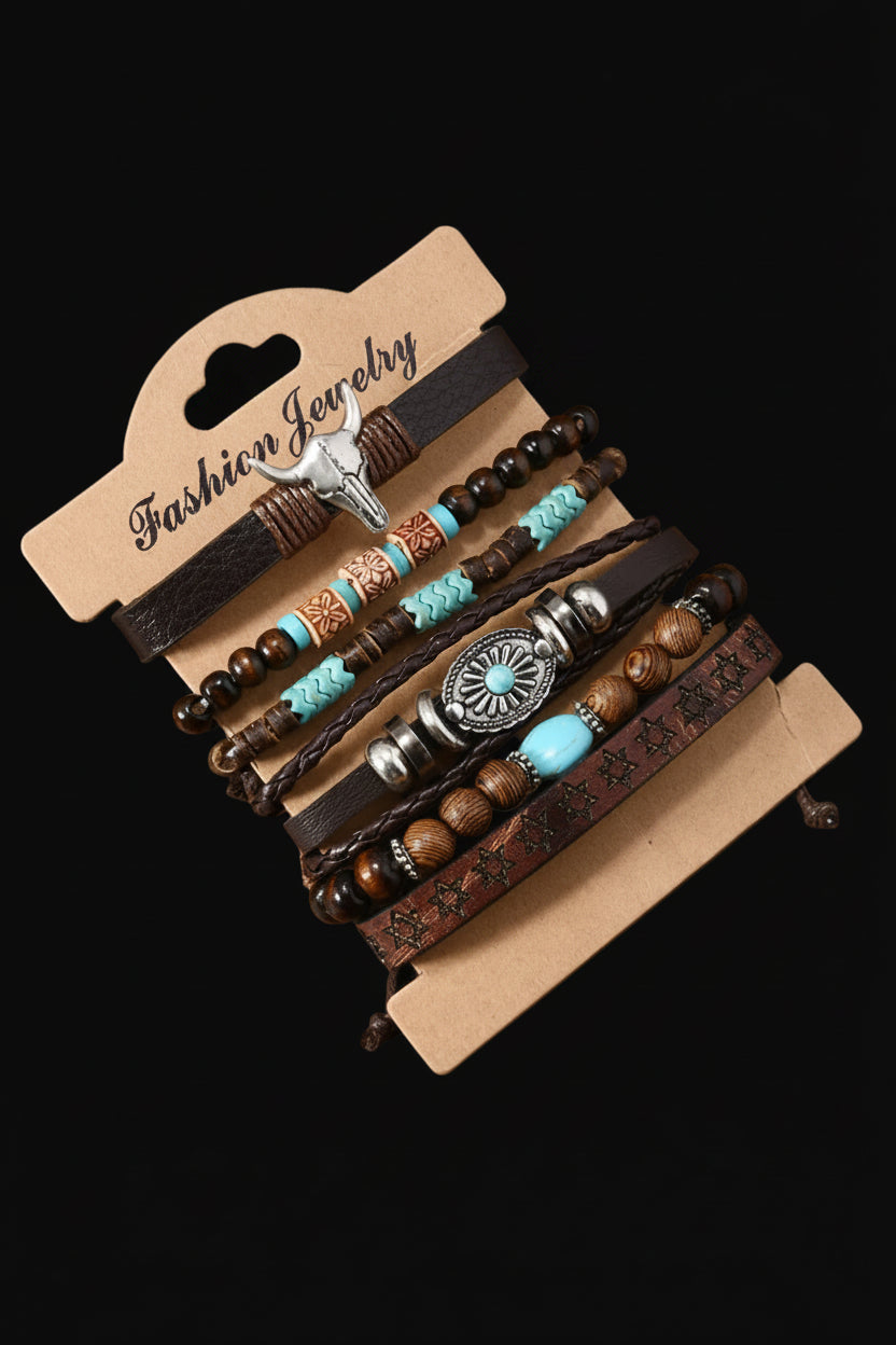 Western Leather Beaded Bracelet