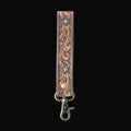 Spirit Stone Handtooled Leather Keyfob in Mahogany Brown: Mahogany Brown