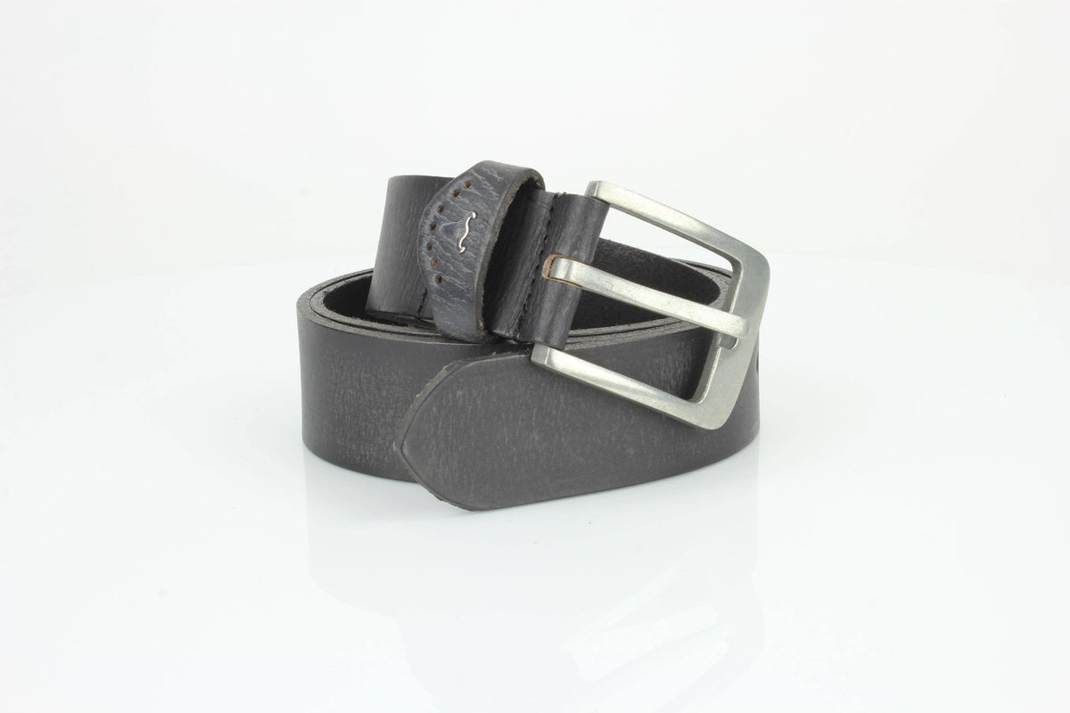 Leather Impressions Grain Leather Belt w/ Western Loop & Metal Logo