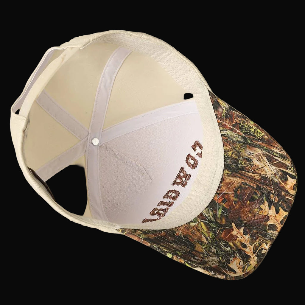 COWGIRL Lettering Embroidery Camo Two-Tone Cap: CAMO-BROWN / ONE SIZE