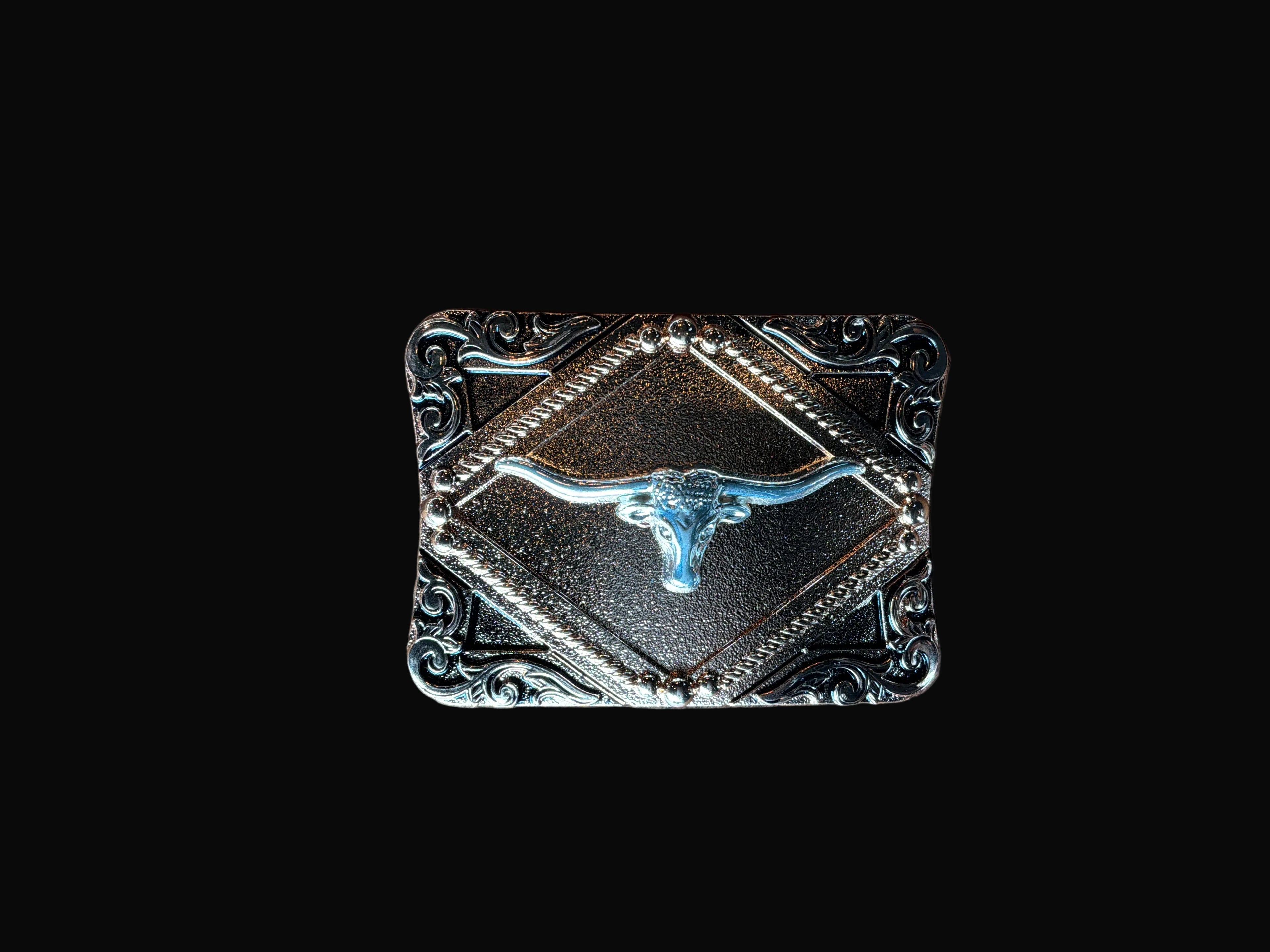Rose Gold Rectangle Longhorn Belt Buckle