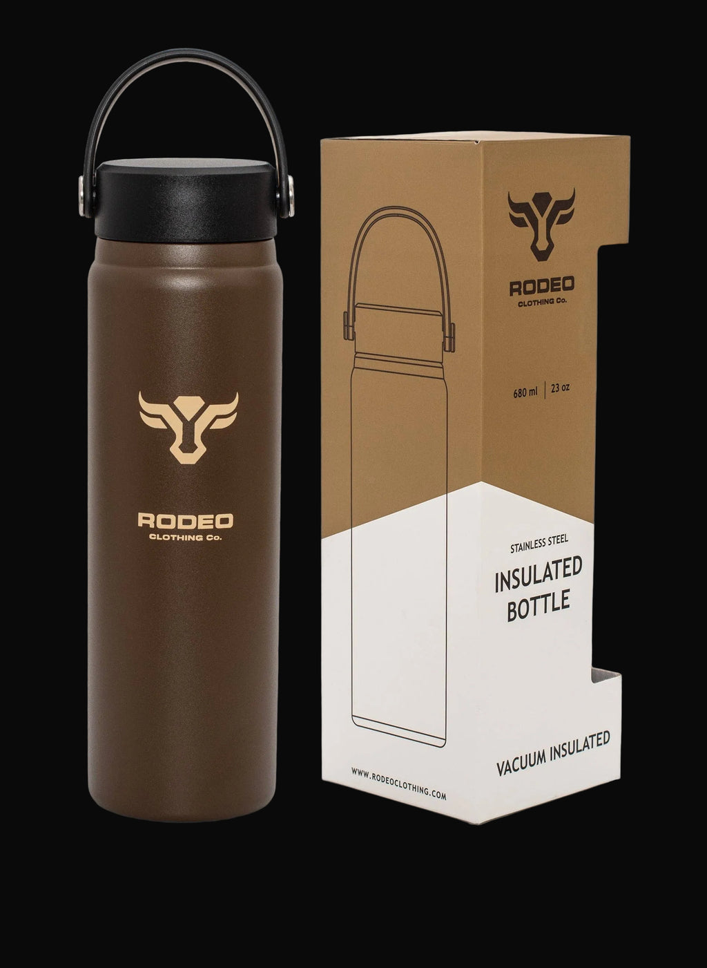 Rodeo Clothing Insulated Stainless Steel Water Bottle - Brown