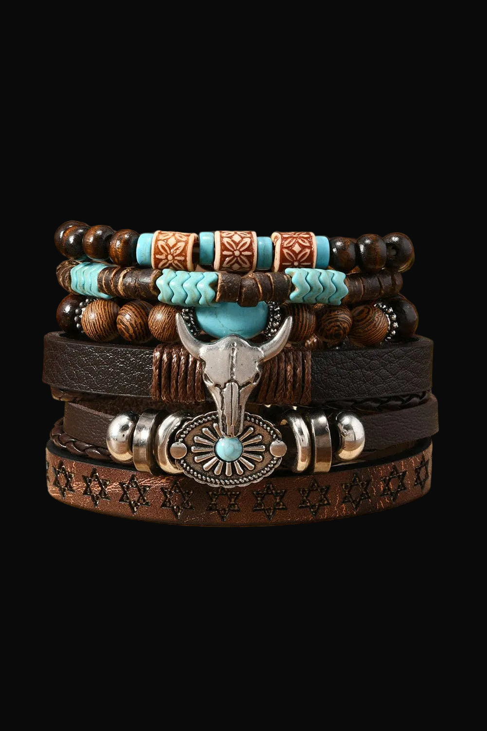 Western Leather Beaded Bracelet