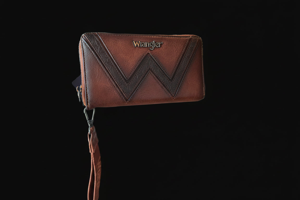 Wrangler Chevron Stitch Zip Around Wristlet Wallet