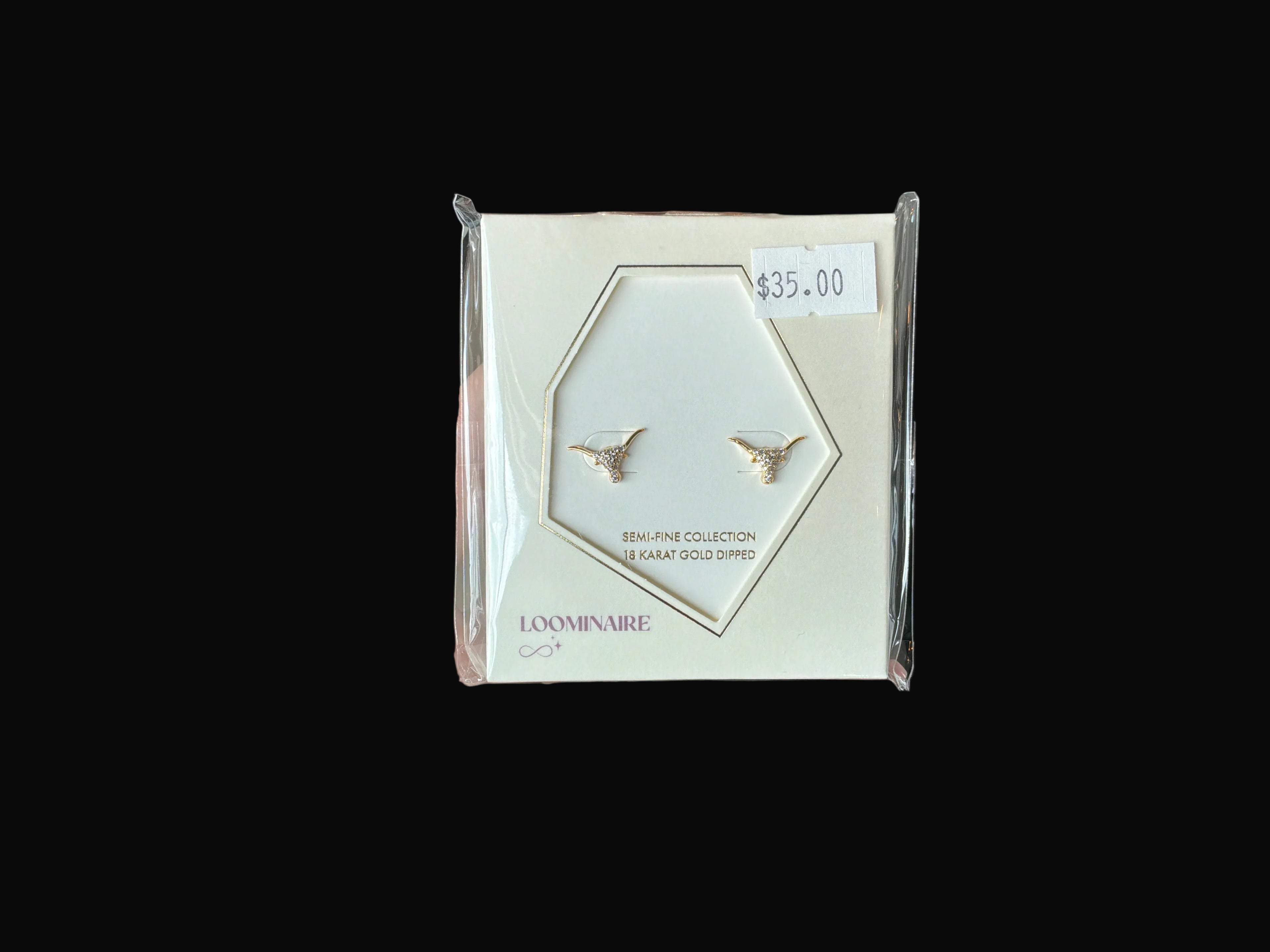 Bull Head Studded Earrings Gold Dipped