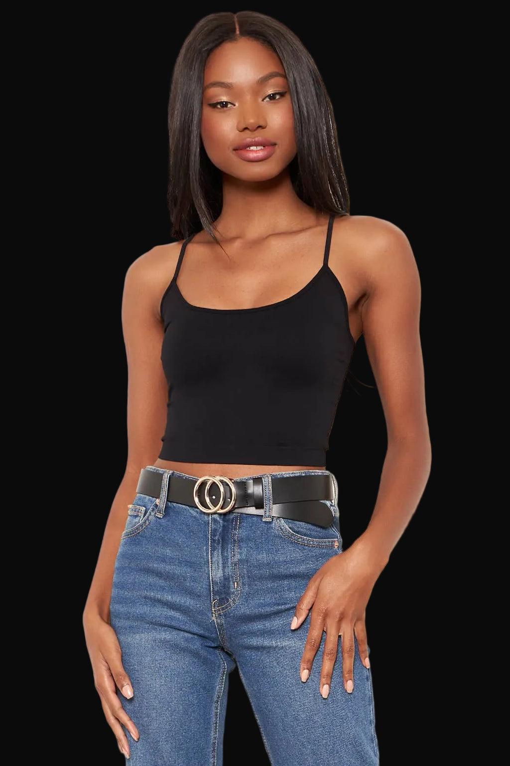Sugarlips Womens Seamless Cami Crop Top: Black / ONE