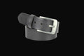 Leather Impressions Grain Leather Belt w/ Western Loop & Metal Logo: Black
