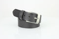 Leather Impressions Grain Leather Belt w/ Western Loop & Metal Logo