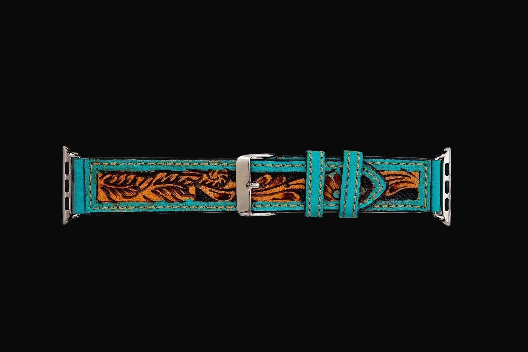 Flora Falls Hand-Tooled Leather Watchband