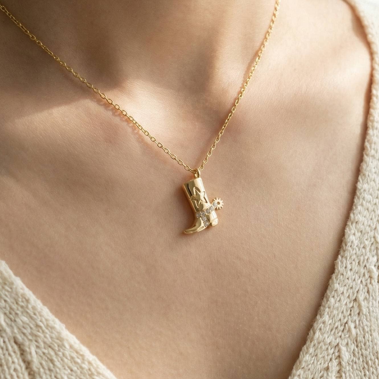 Fame Accessories Cowboy Boots Pendant Necklace