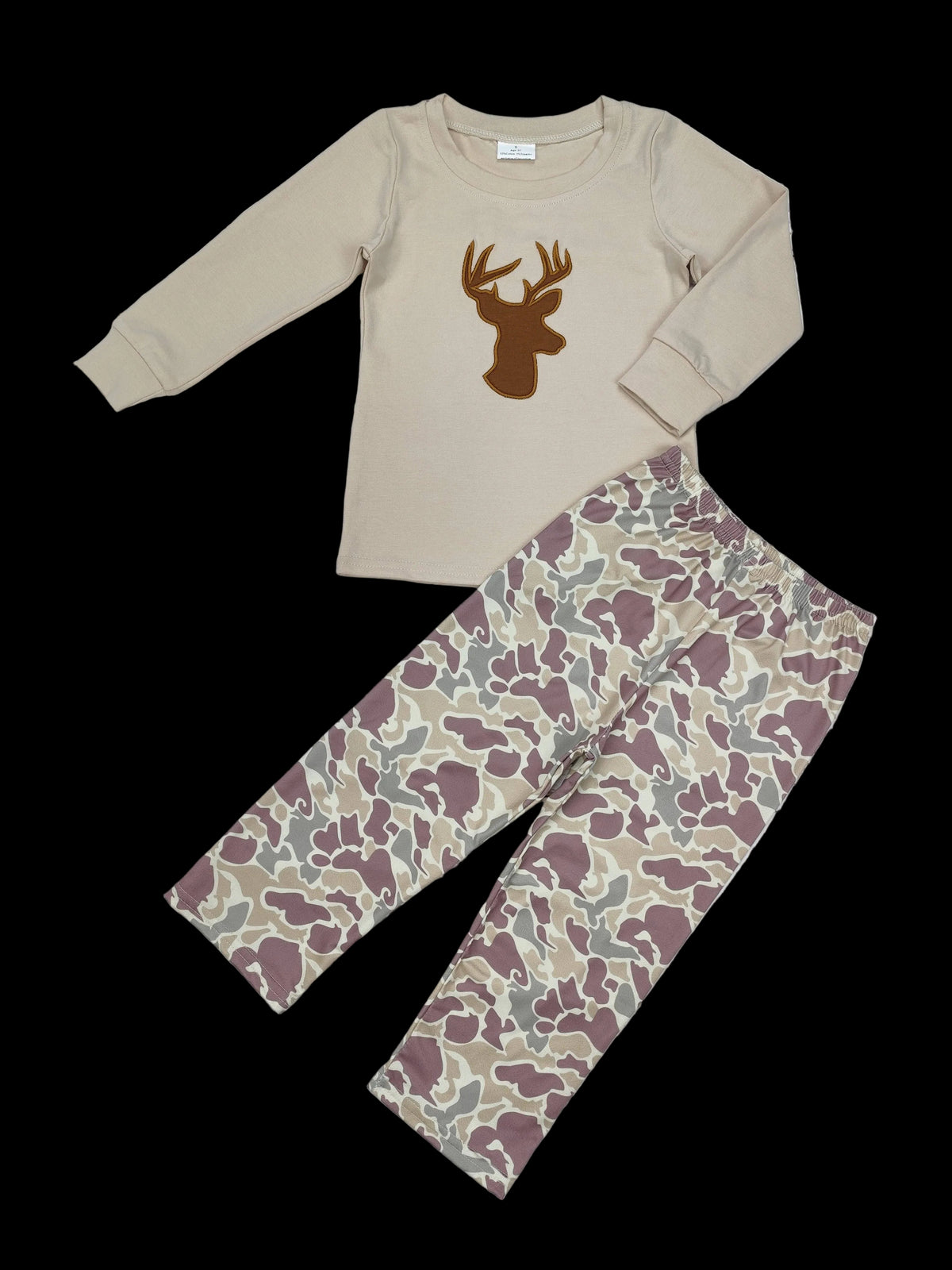 Sassy Kids Palace Boys Deer Appliqué Camouflage Pants Set
