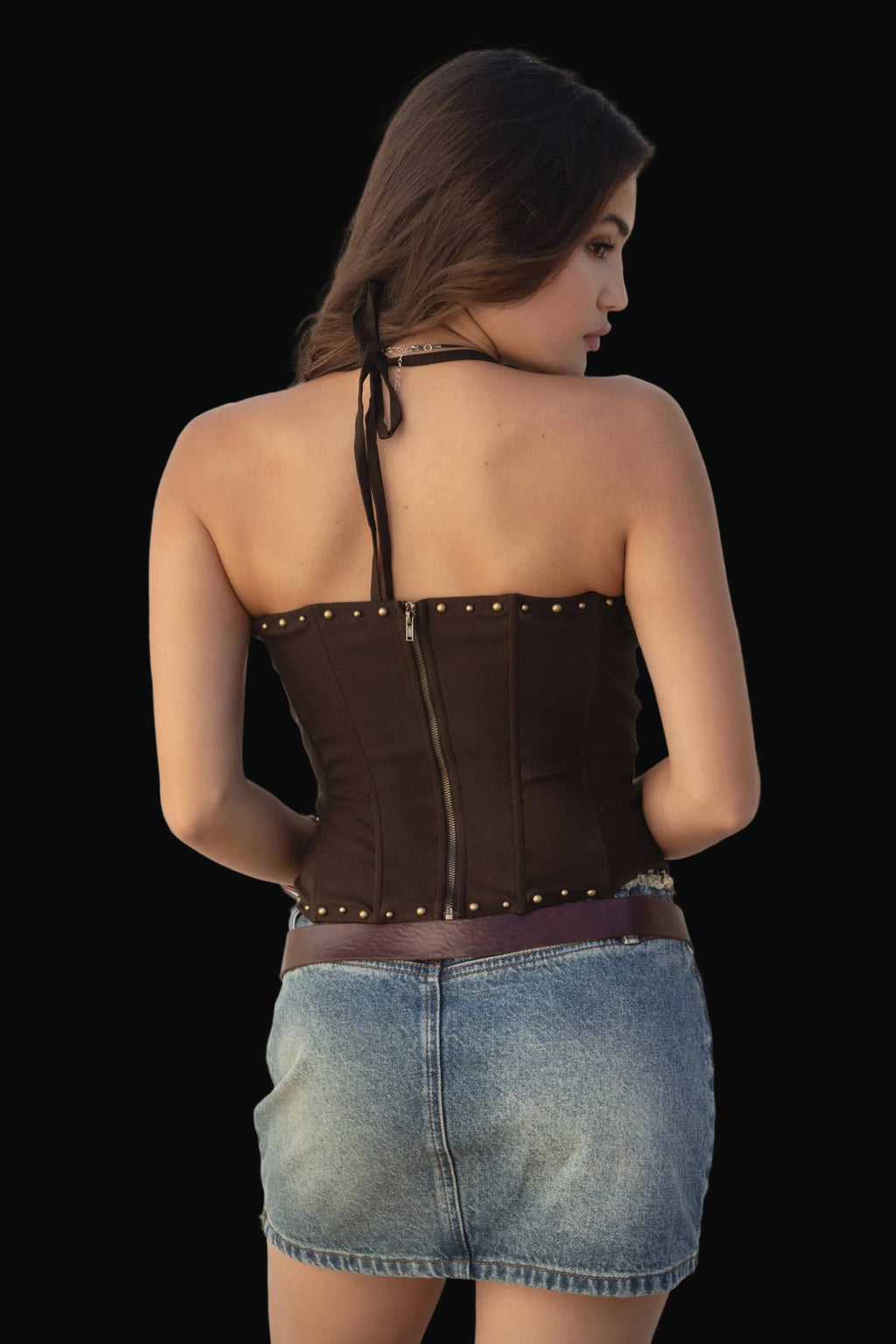 Tictoc Womens RAELYNN Embroidered Western Halter Bustier Corset Top