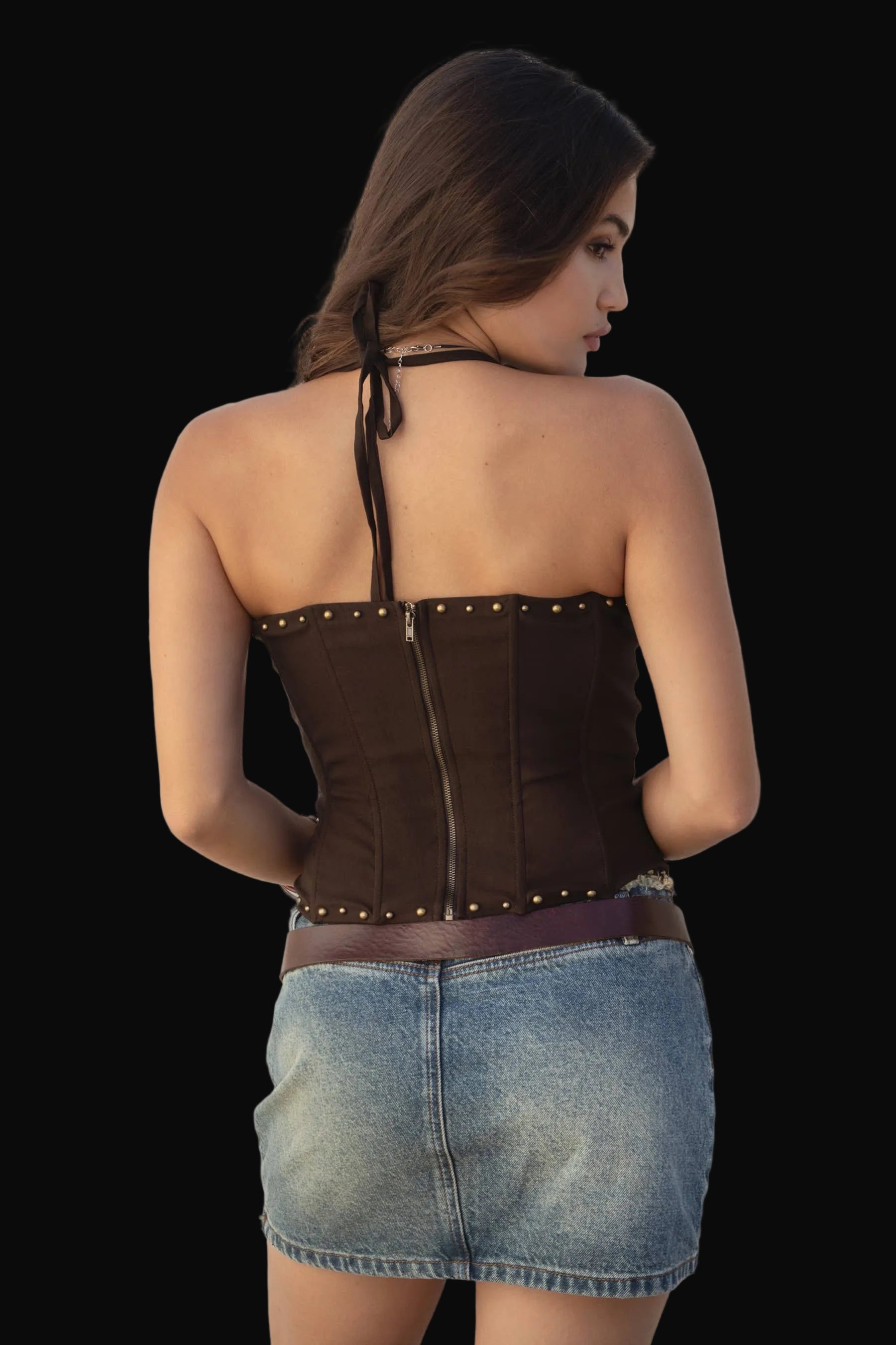 Tictoc Womens RAELYNN Embroidered Western Halter Bustier Corset Top