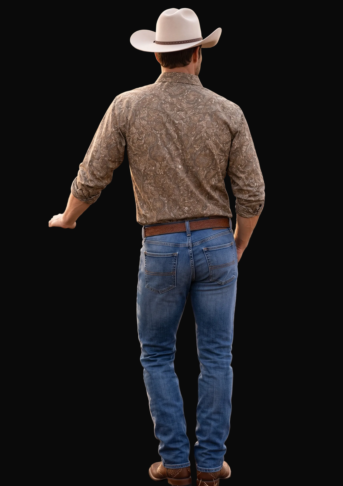 MontanaCo Mens Premium Cotton Western Snaps Long Sleeve Shirt: Brown