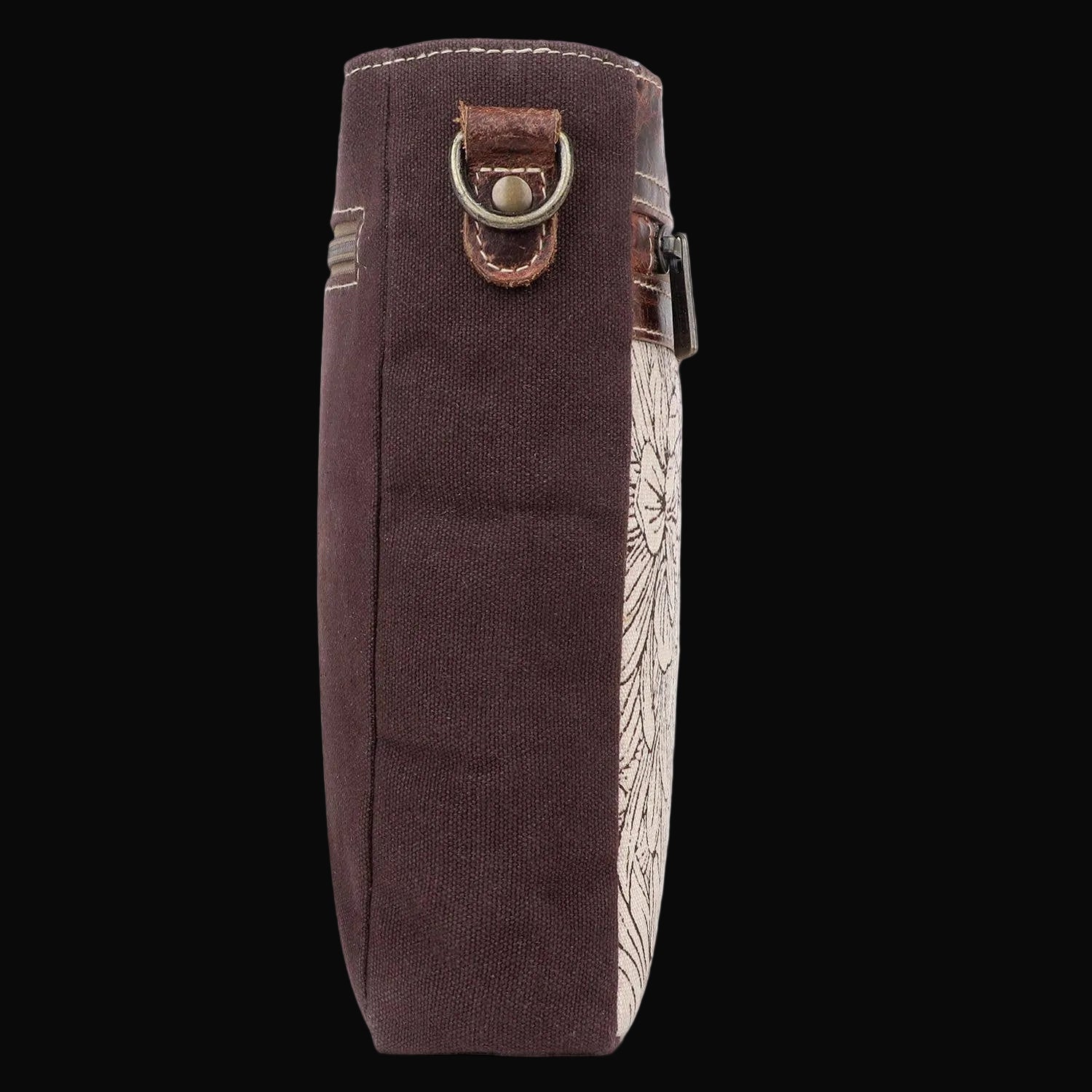 Canvas & Leather Women's Crossbody Bag - Linen/Rose Ebony