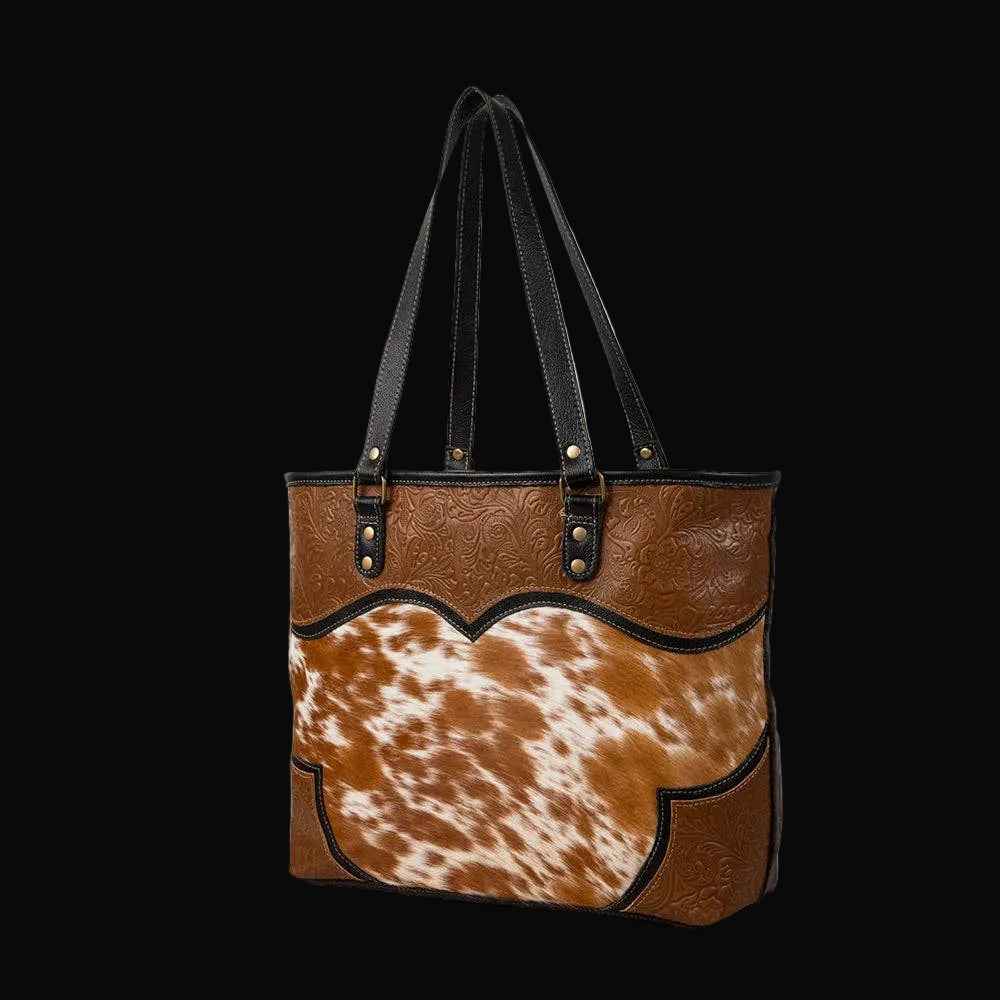 Myra Cattle Brun Canvas & Hairon Bag