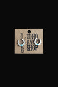 Western Theme Stud Earrings - Steer Longhorn Horse Shoe: Horseshoes TQ