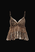 Soli Echo Womens Leopard Asymmetric Spaghetti Strap Tank