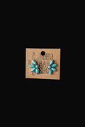 Western Turquoise Stud Earrings: Floral