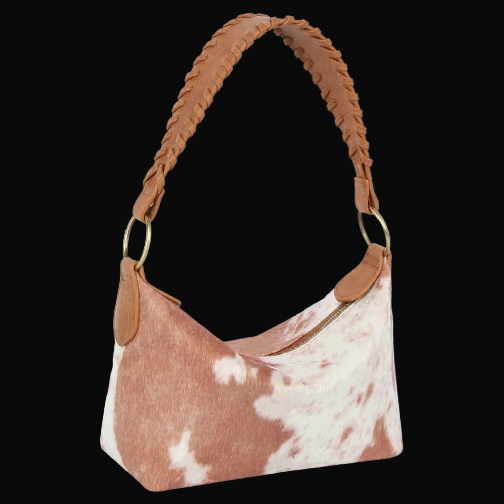 Calf Hair Cow Printed Bucket Shoulder Bag: Brown