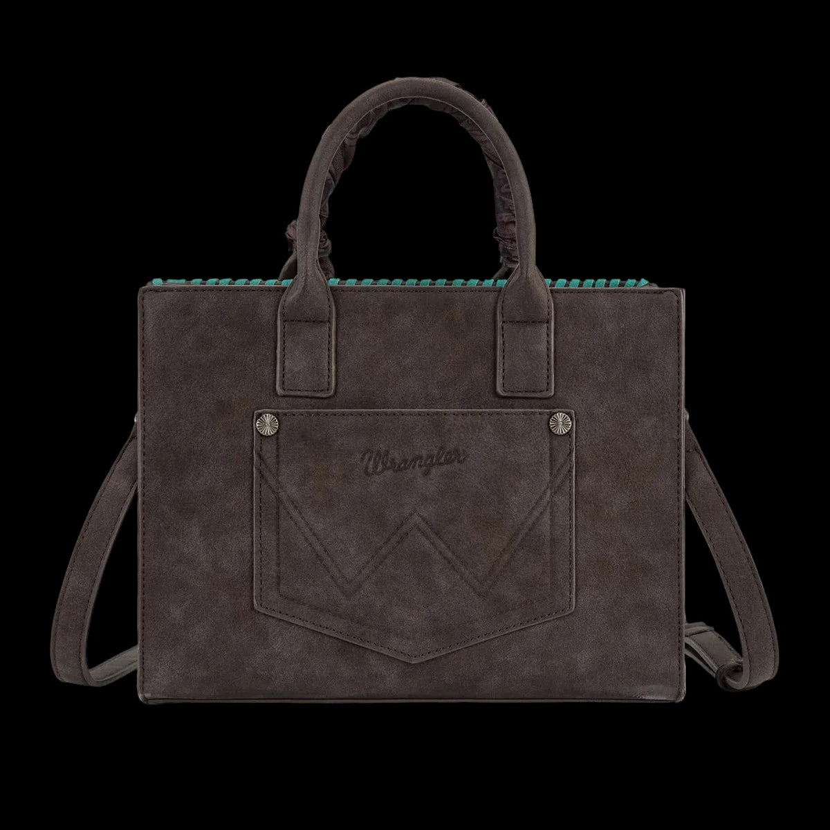 Wrangler Whipstitch Aztec Satchel/Crossbody with Scarf Handle