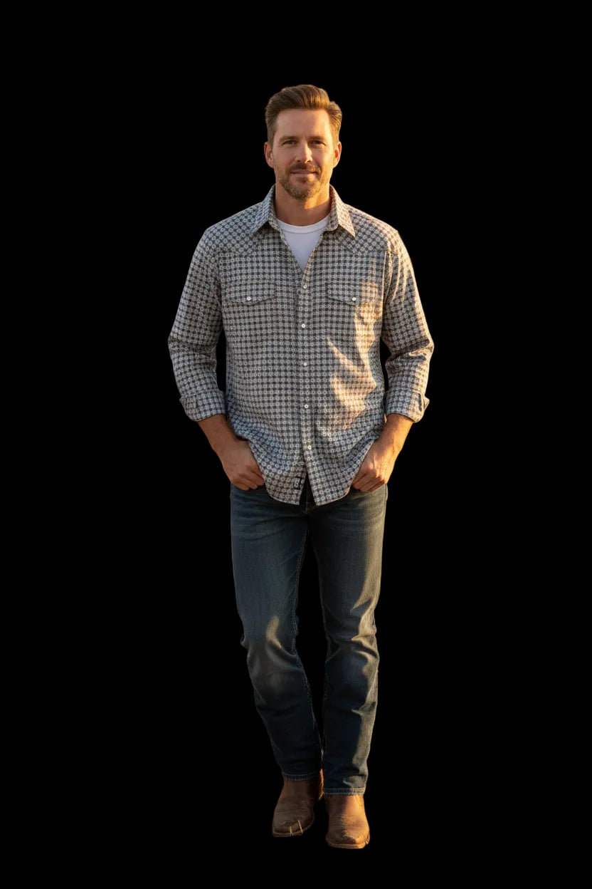 MontanaCop Mens Western Snap Shirt with Stretch
