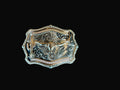 Rose Gold/Silver Long Horn and Cactus Belt Buckle