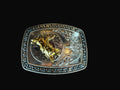 Gold/Silver Bull Rider Belt Buckle - Rectangle