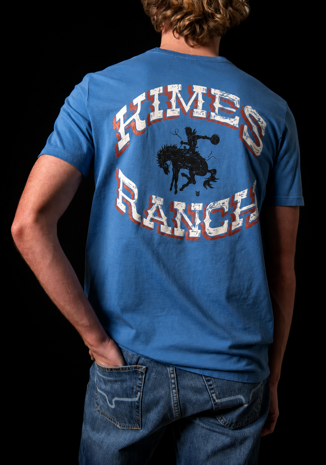 Kimes Ranch Mens Lucky B Bucking T-Shirt: Mid Blue