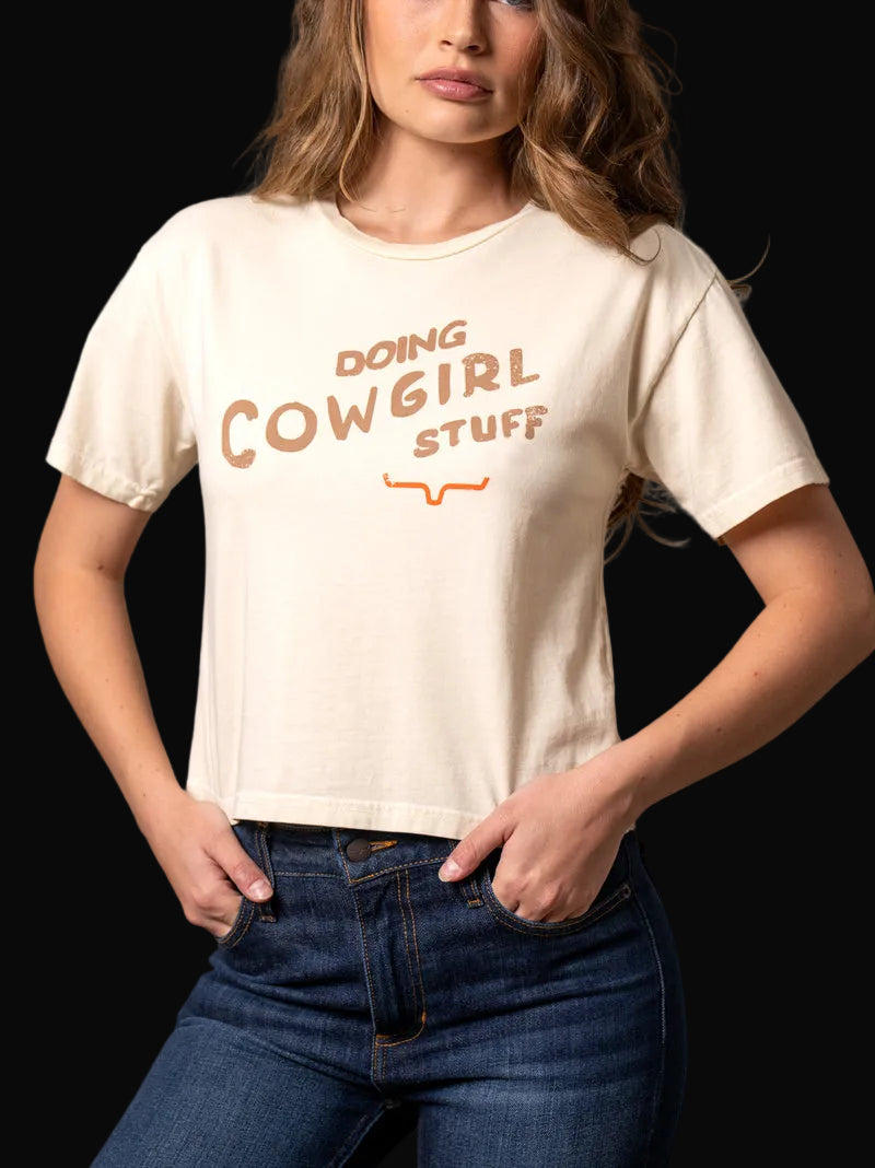 Kimes Ranch Womens Doing Cowgirl Stuff Cropped Tee