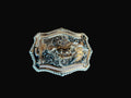 Rose Gold/Silver Galloping Horse with Cactus Belt Buckle