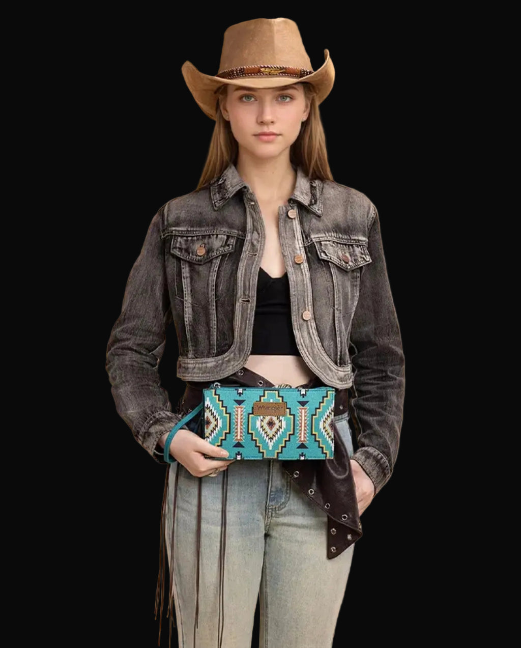 Wrangler Aztec Print Zip Around Wristlet Wallet