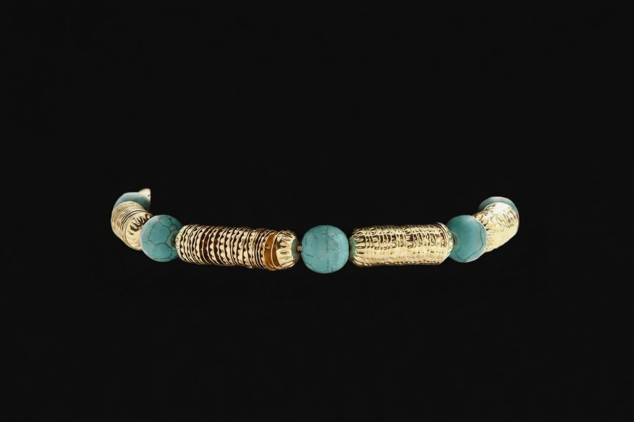 Chunky Gold and Turquoise Bracelet