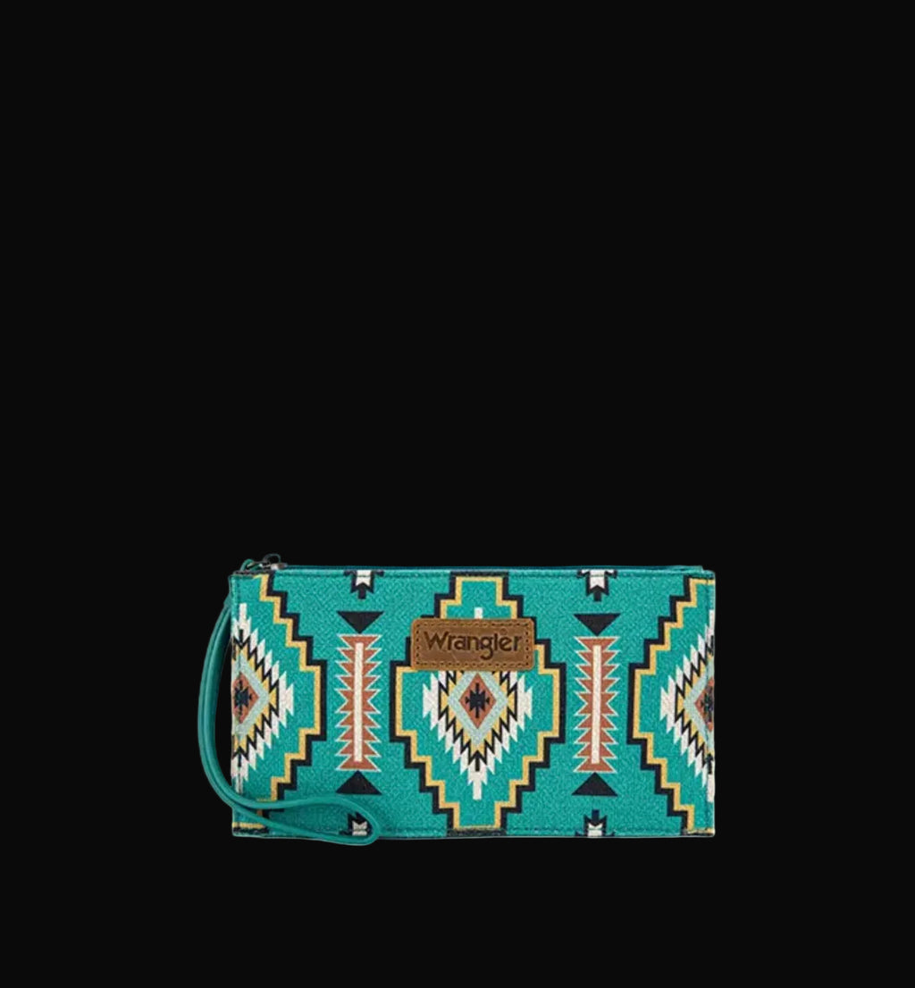 Wrangler Aztec Print Zip Around Wristlet Wallet