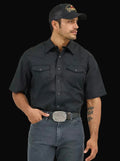 Men’s Wrangler Short Sleeve Solid Western Snap Sport Shirt