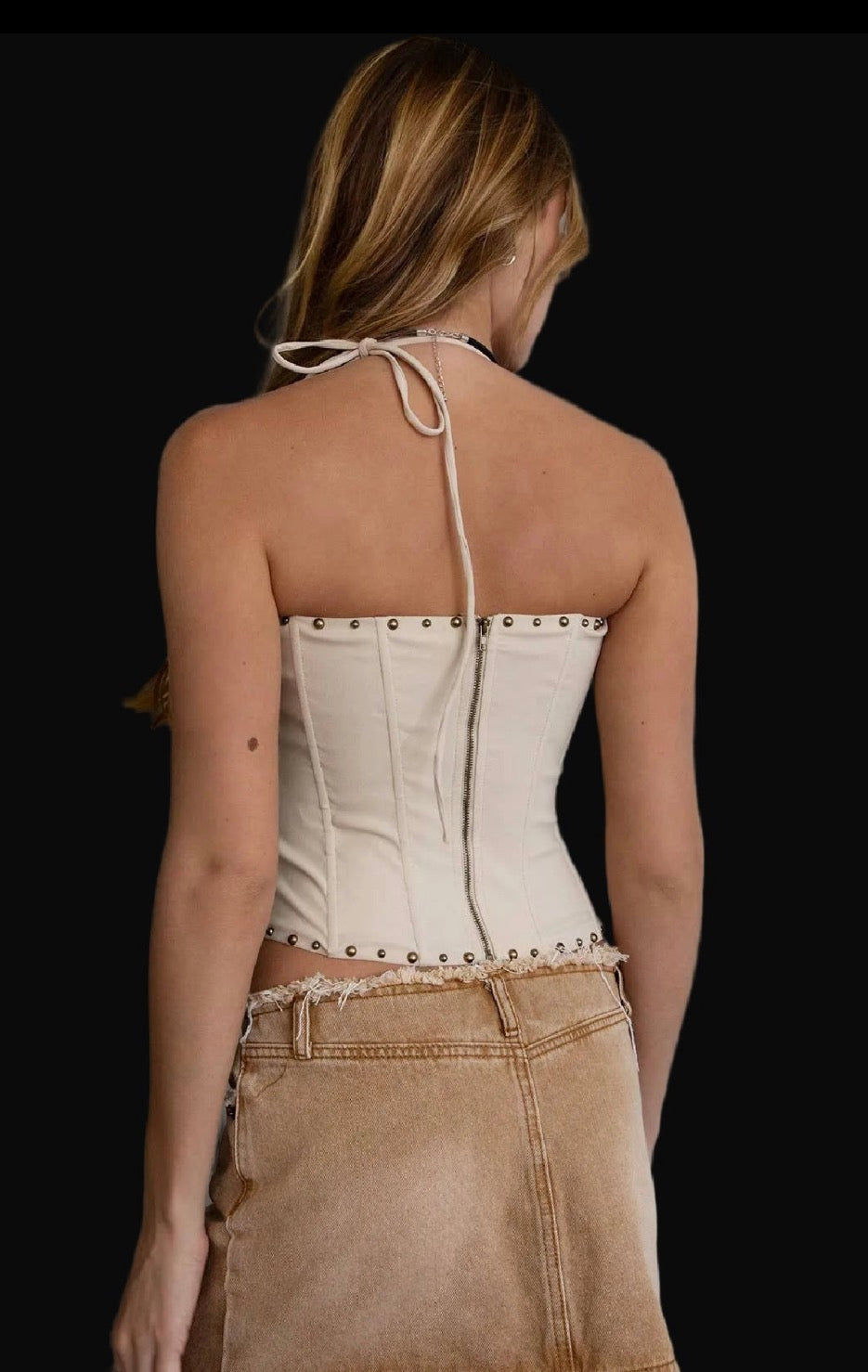 Tictoc Womens RAELYNN Embroidered Western Halter Bustier Corset Top
