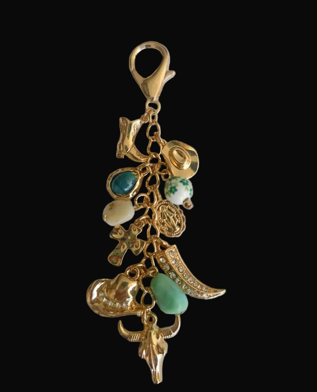 Western Porcelain Cross Boot Cowboy Hat Bag Charm