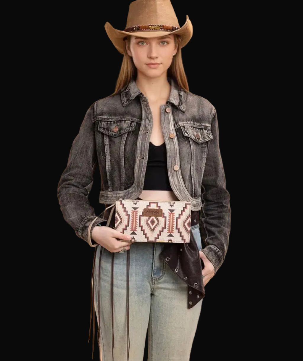 Wrangler Aztec Print Zip Around Wristlet Wallet