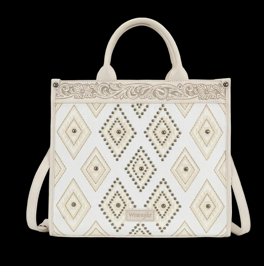 Wrangler Aztec Studded Denim Tote and Cross Body Bag