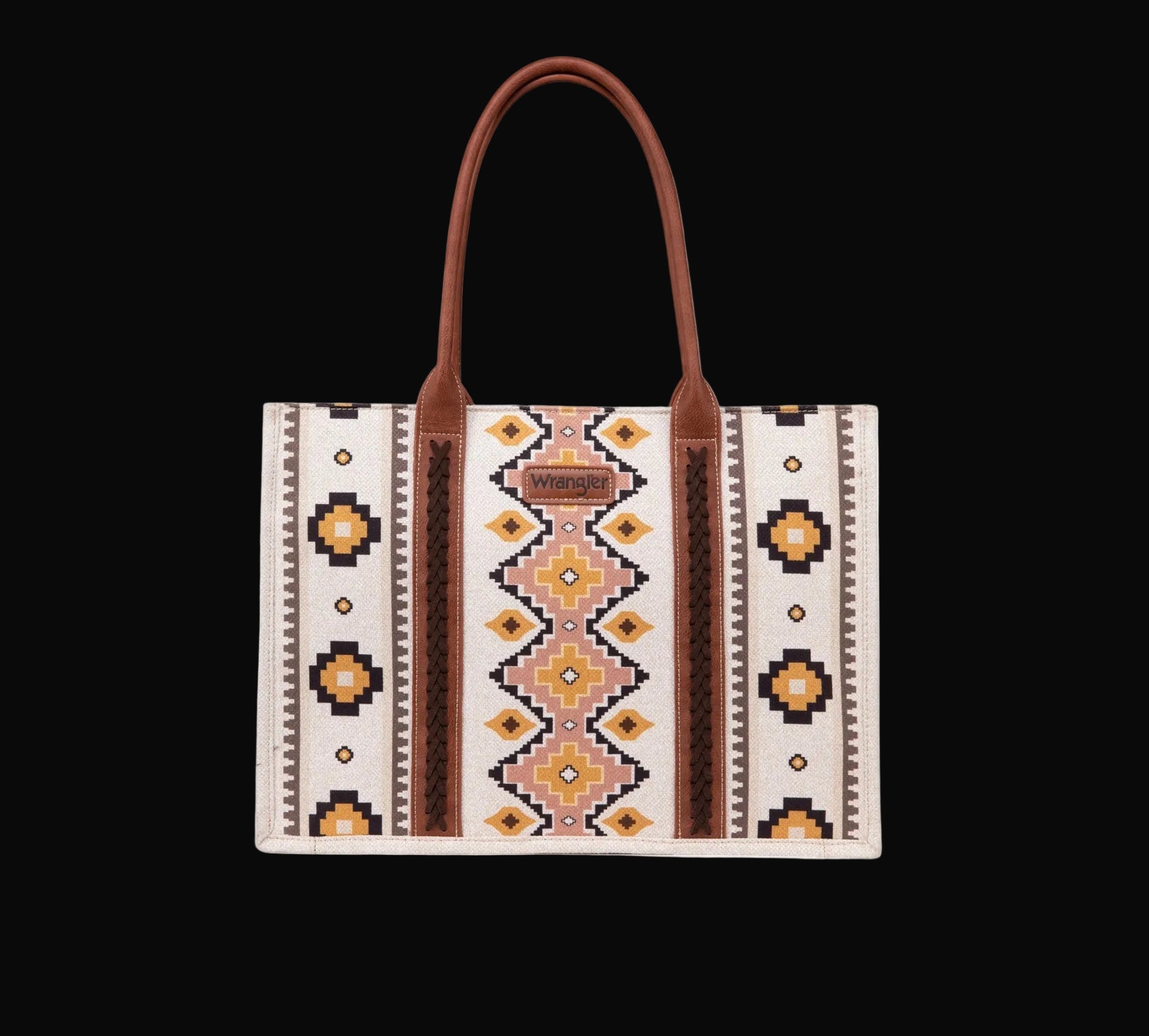Wrangler Southwestern Pattern Dual Sided Print Canvas Wide Tote