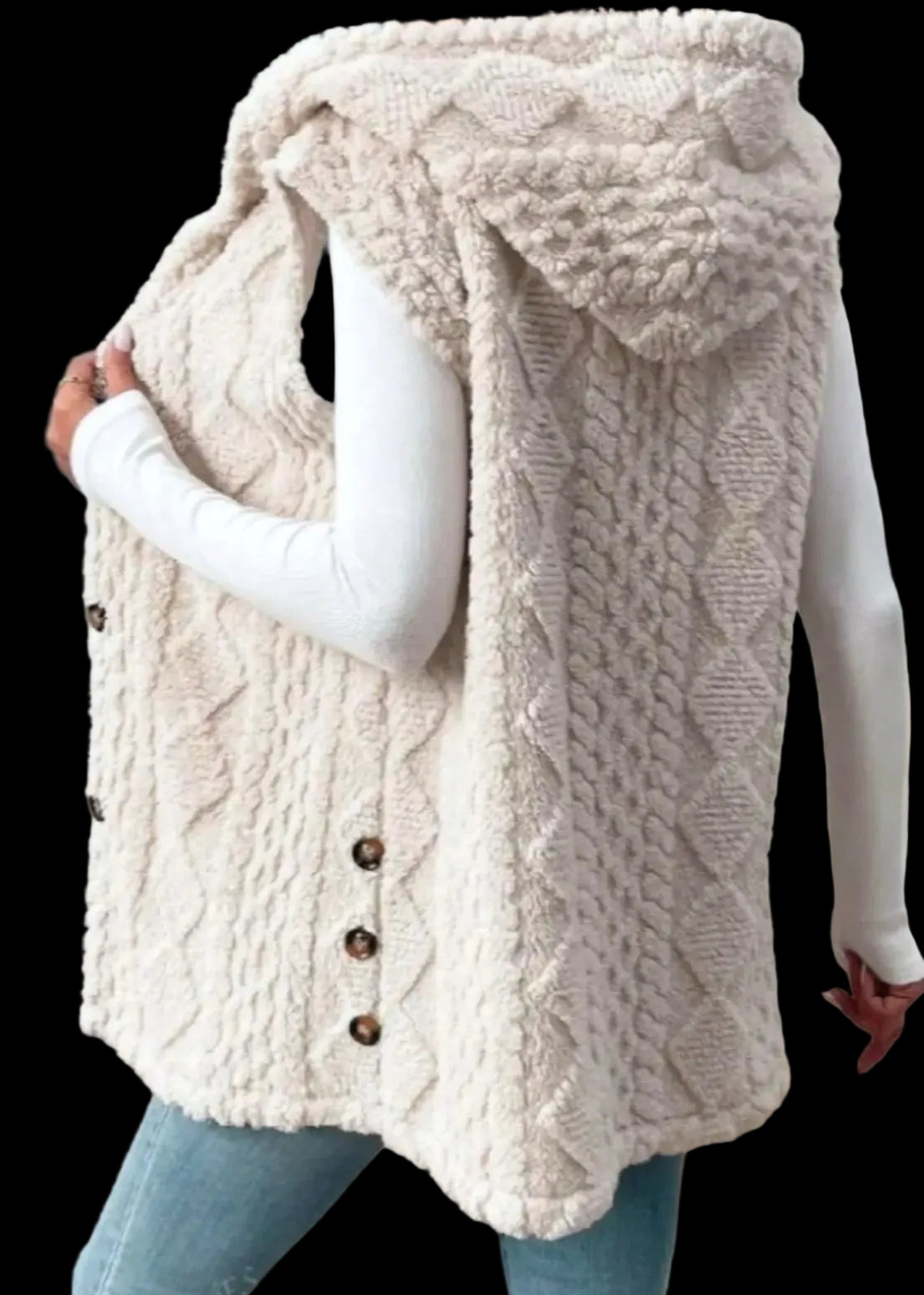 Rosa Womens Double sided Plush Hooded Vest