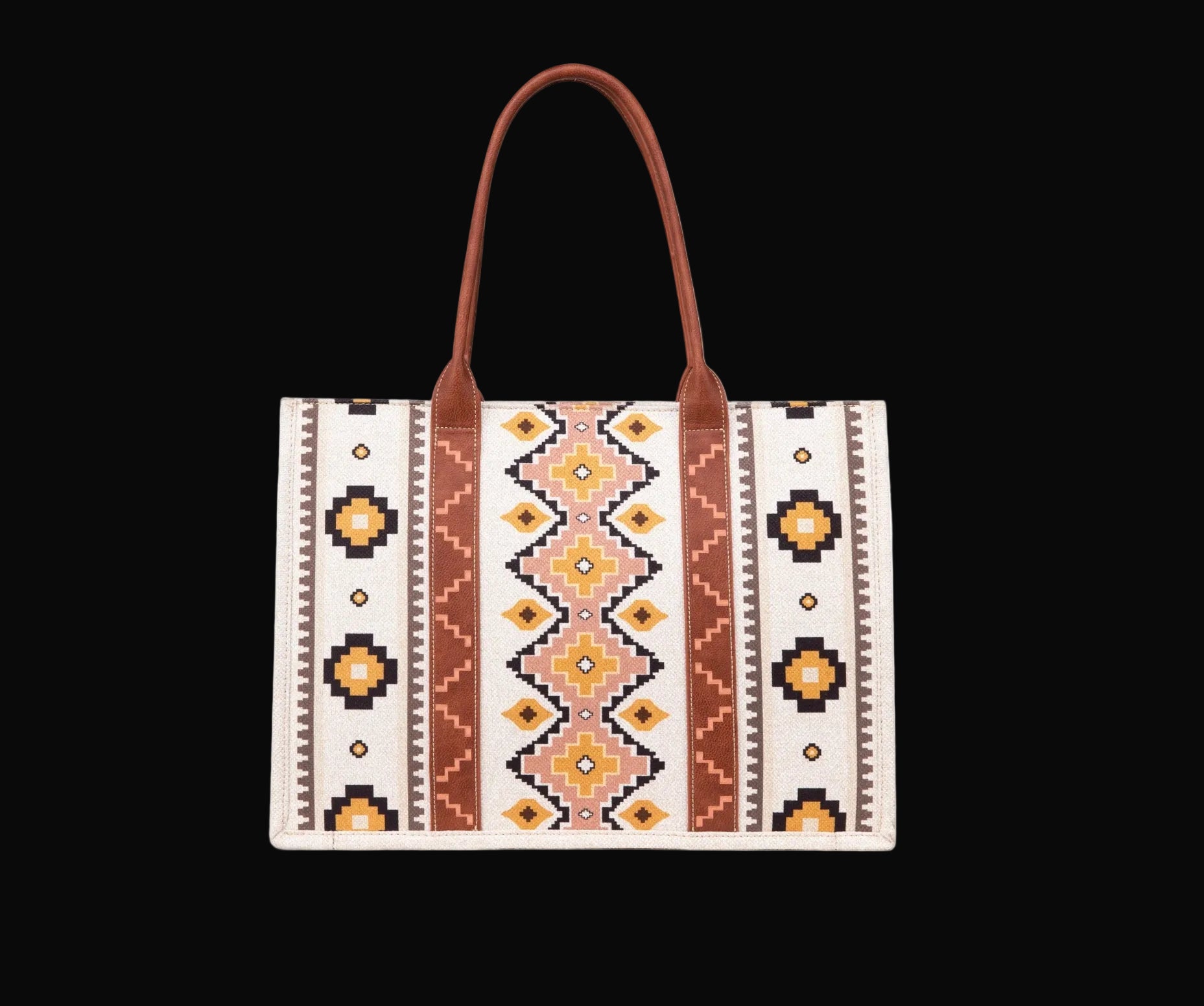 Wrangler Southwestern Pattern Dual Sided Print Canvas Wide Tote