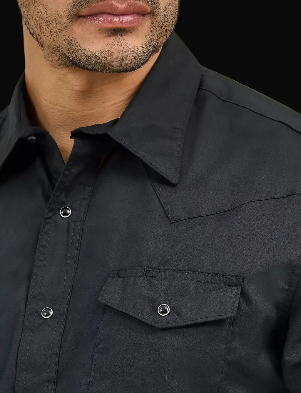 Men’s Wrangler Short Sleeve Solid Western Snap Sport Shirt